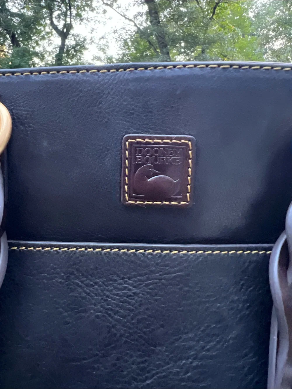 DOONEY AND BOURKE BLACK FLORENTINE LEATHER SMALL GRETCHEN TOTE BAG,